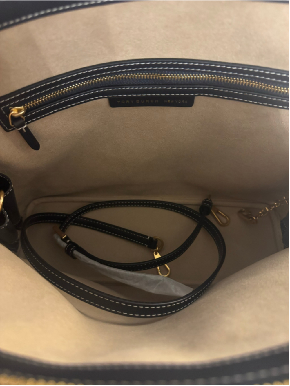 NWT Tory Burch T Monogram Swing Bag Navy Jacquard Top Handle Satchel - Picture 16 of 16